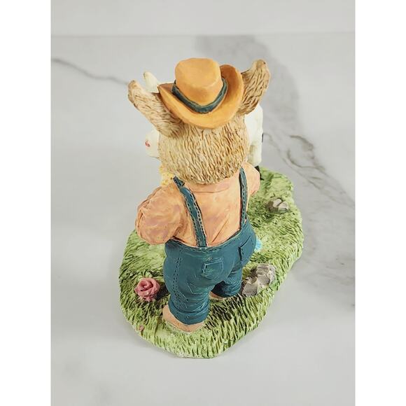 Farmer Pig Piggy w/ Cow Figurine 5" Resin 1994 Trippie's Countryside Lover Vtg - Picture 6 of 16